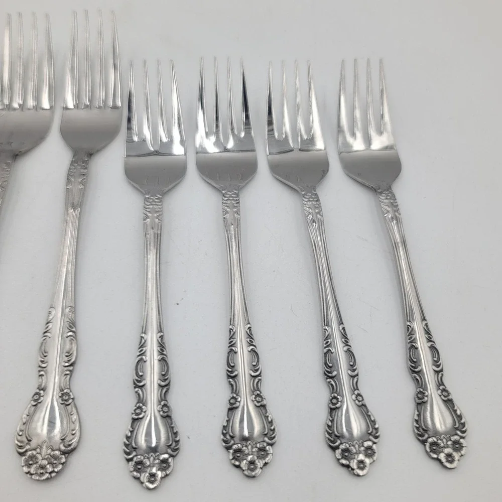 Ekco Eterna Beaumont Stainless Flatware 11pc Set Knives Forks Japan Ornate